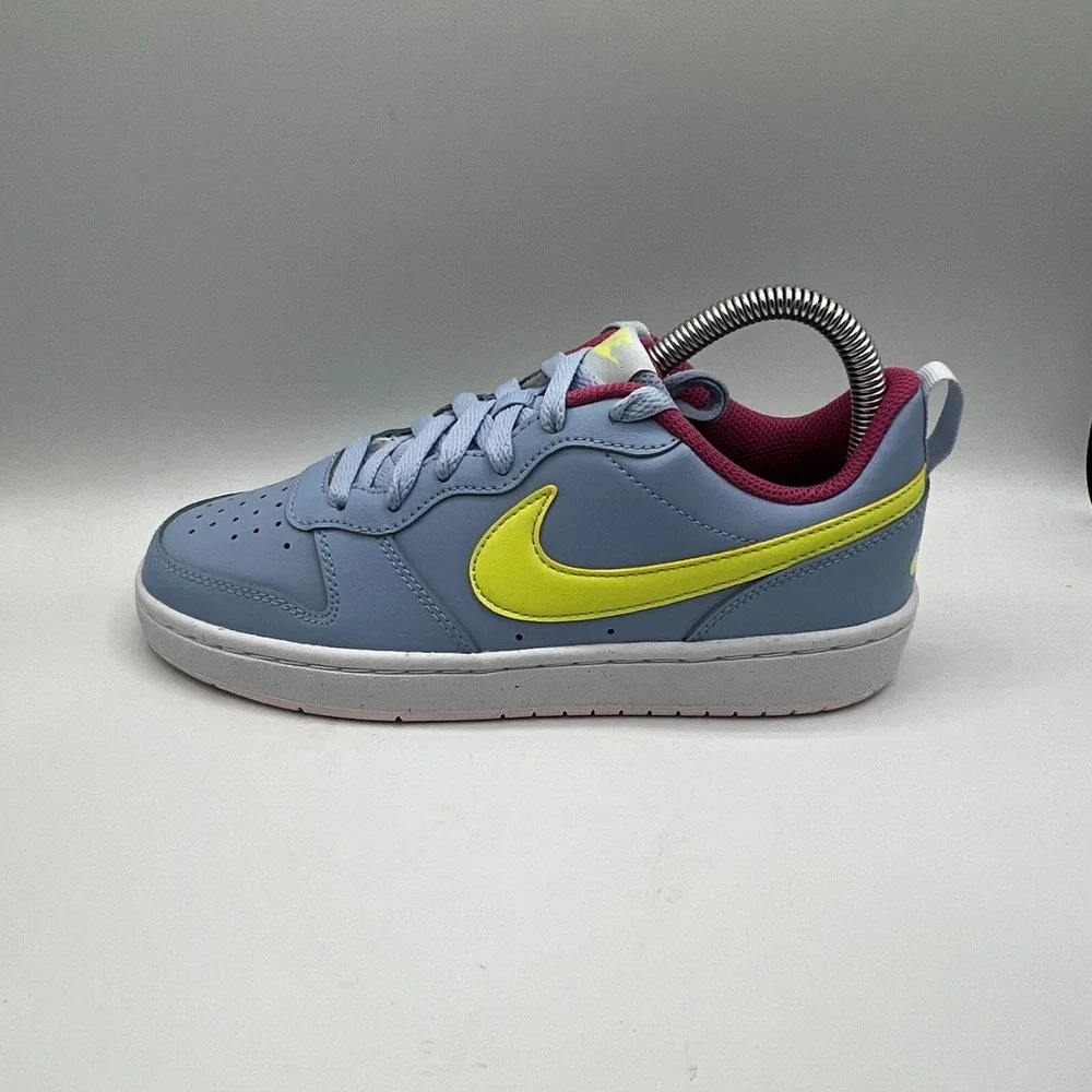 Nike Court Borough 2 Low -6Y Cobalt Bliss and Light Lemon Twist Youth Size 4.5 Y